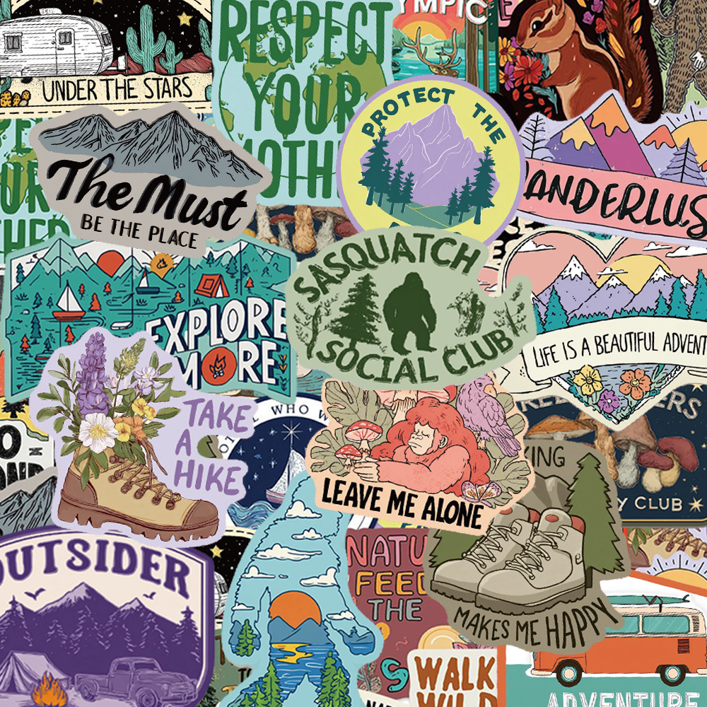 Outdoor Adventure Girl - 10/30/50pcs Cartoon Outdoor Nature Stickers Wild