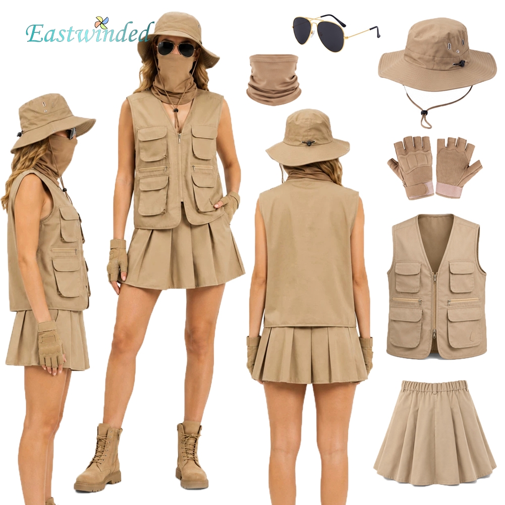 Outdoor Adventure Outfit - Women Explorer Outdoor Clothing Hat Gloves