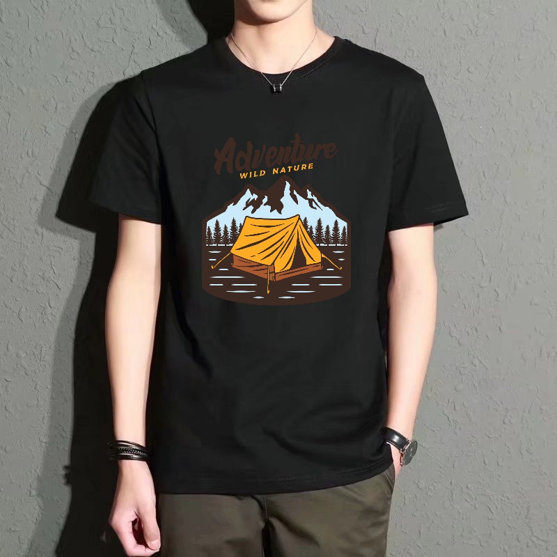 Men's Black Round-Neck Short-S - Outdoor Adventure Outfit avis et prix