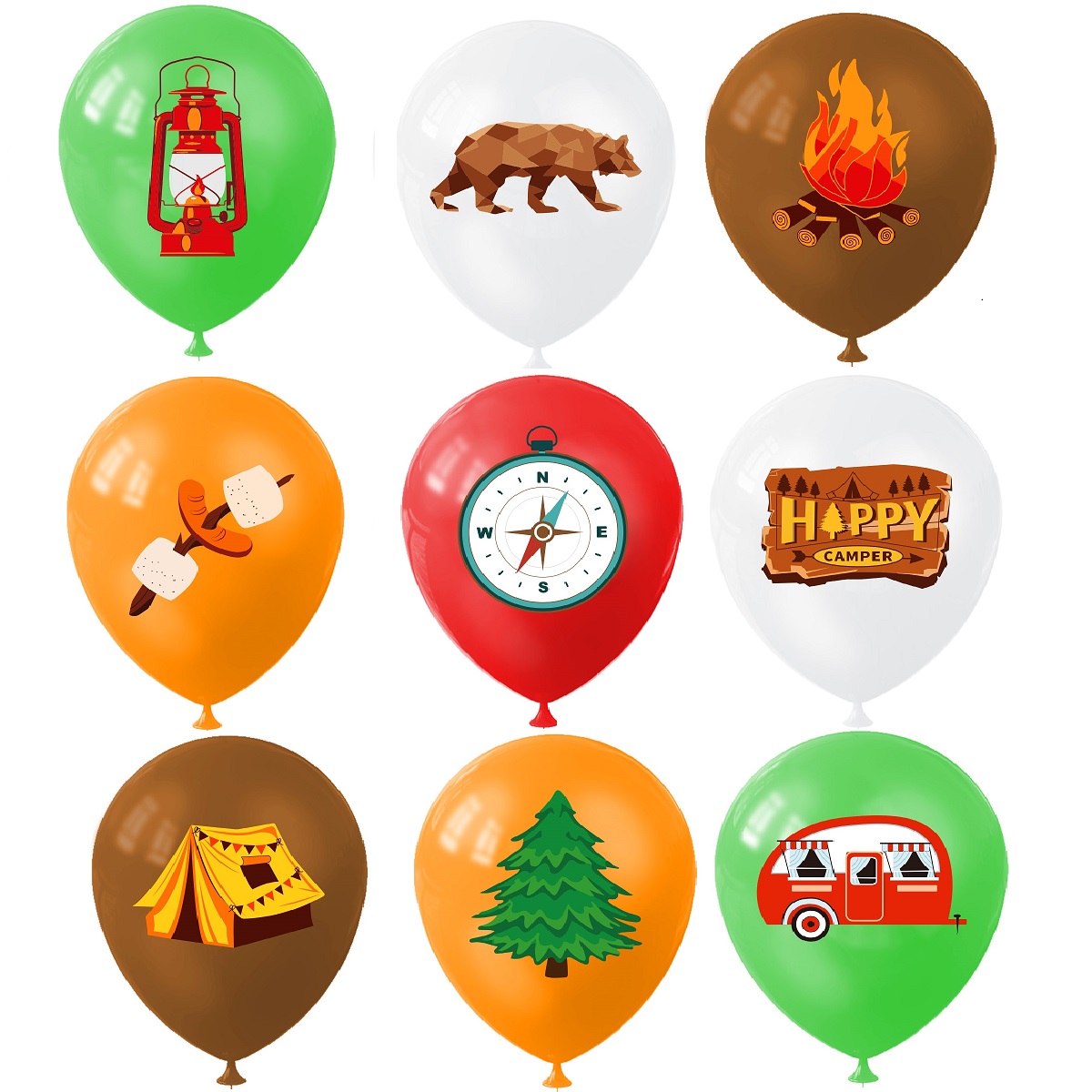 9pcs Happy Camping Balloon, Ou - Outdoor Adventure Girl avis et prix