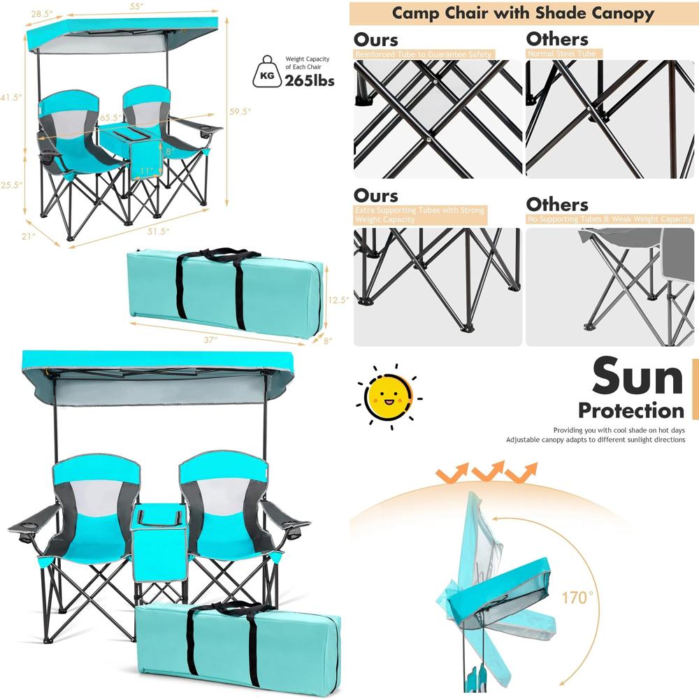 Portable Double Camping Chair  - Outdoor Adventure Table With Storage avis et prix