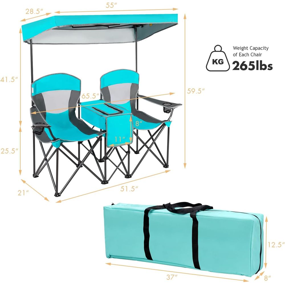 Portable Double Camping Chair  - Outdoor Adventure Table With Storage avis et prix