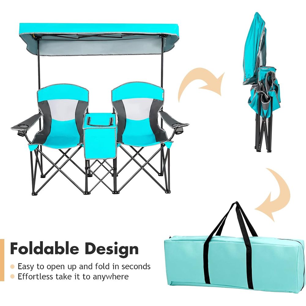 Portable Double Camping Chair  - Outdoor Adventure Table With Storage avis et prix